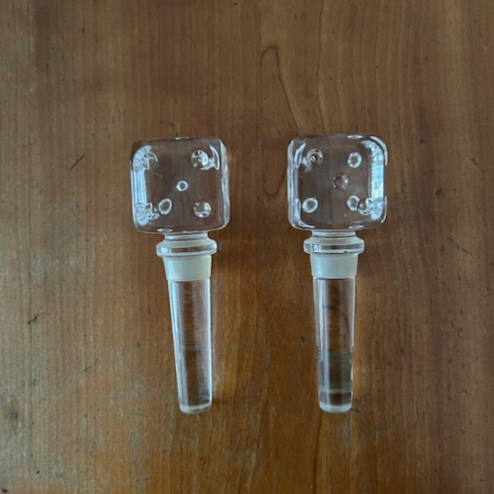 MIKASA  Casino Dice Austrian Crystal Bottle Stoppers-Great Barware!